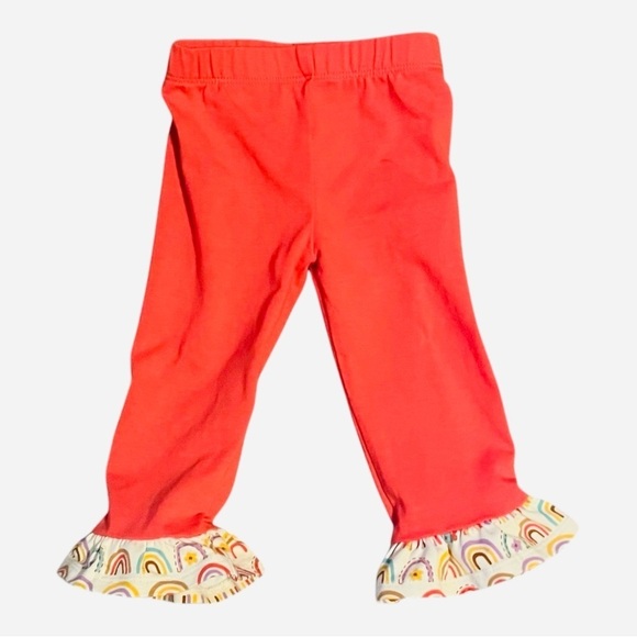 Rare Editions Other - Rare Additions  Girls' 12 Months orange Ruffle Leggings with Rainbow Trim